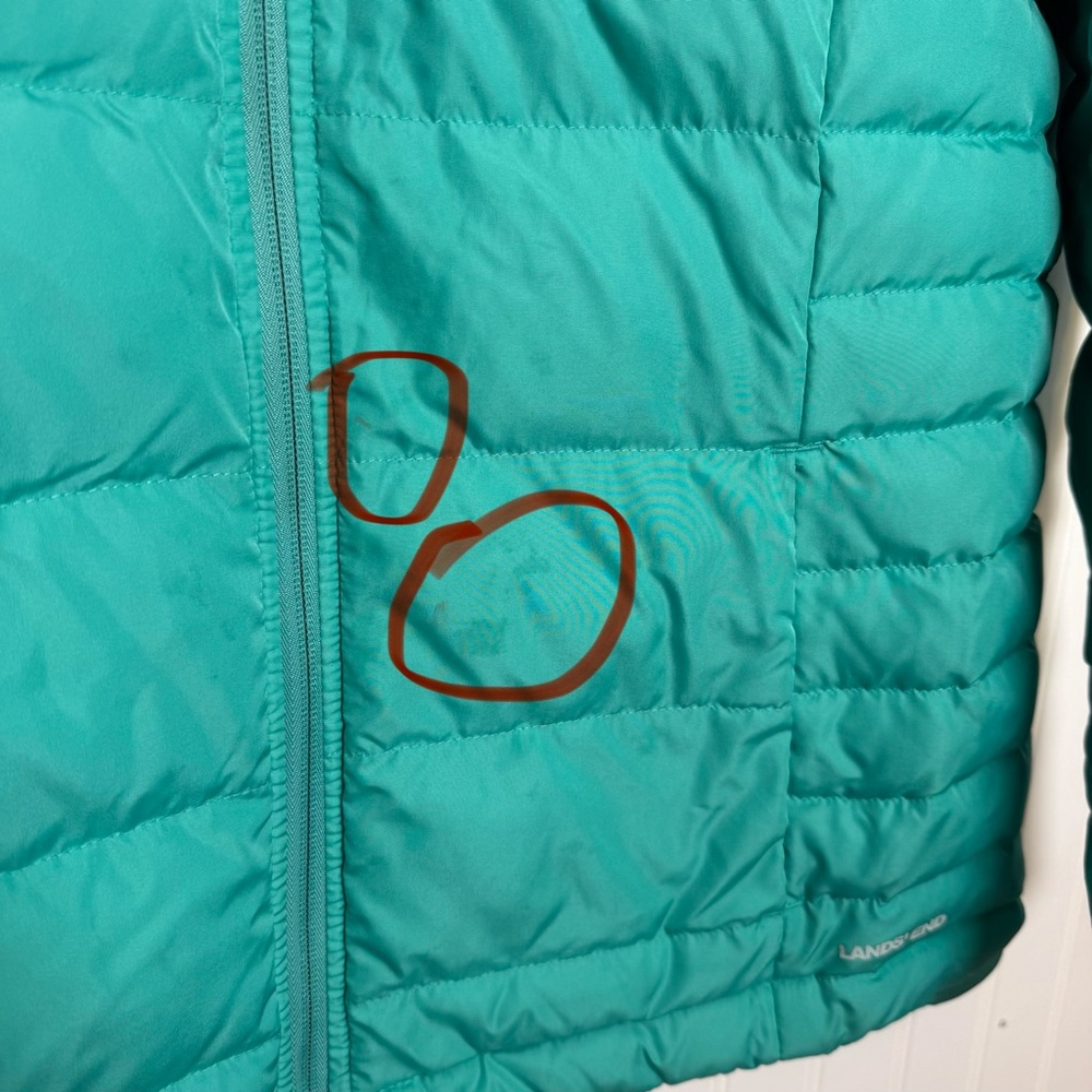Lands’ End Teal Puffer High Neck Coat Women’s Size Medium - Picture 7 of 14